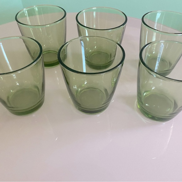 Set of Six Vintage Mid Century Modern Green Small Drinking Glasses - Picture 5 of 12